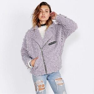 UNIF Lilac Shearling Moto Jacket
